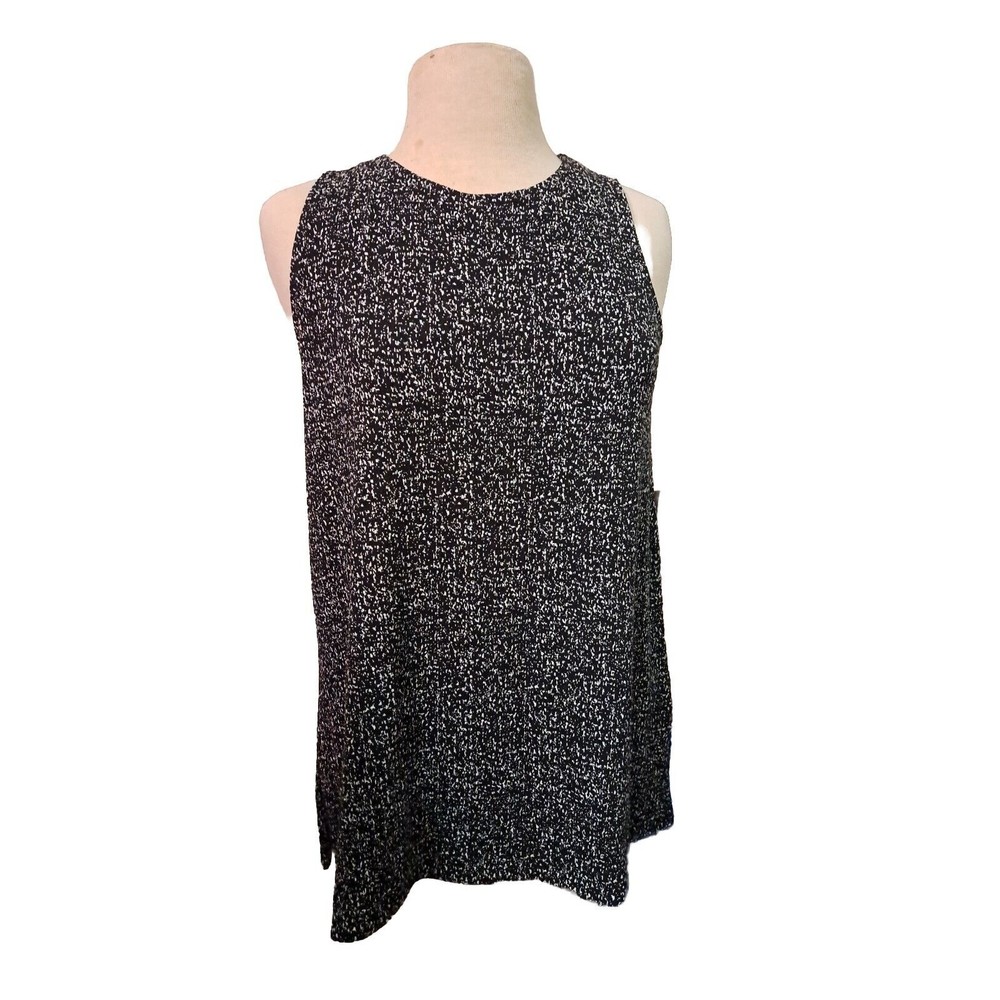 J. Jill Wearever Collection S Sleeveless Tunic Tank Top Black White Abstract